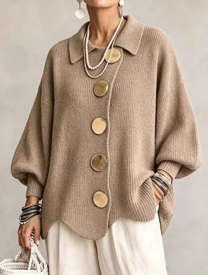 Karina – Cardigan oversize à col et boutons