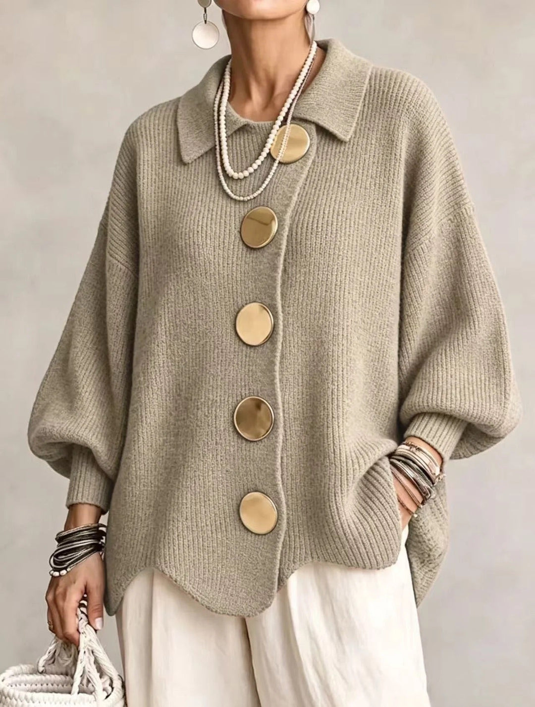 Karina – Cardigan oversize à col et boutons