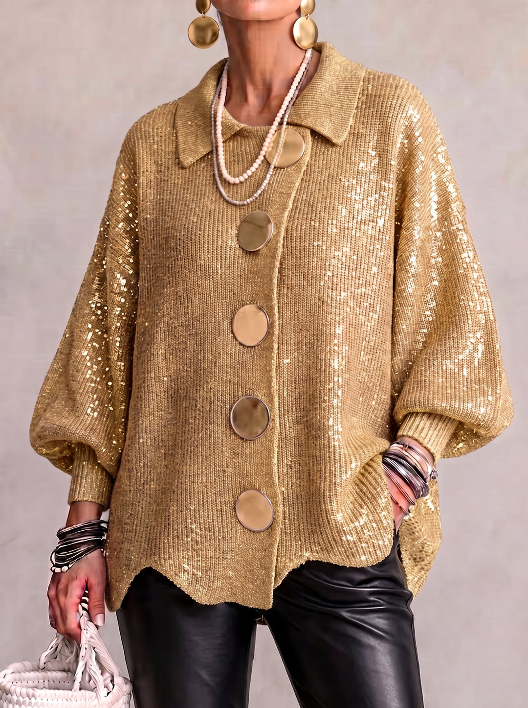 Karina – Cardigan oversize à col et boutons