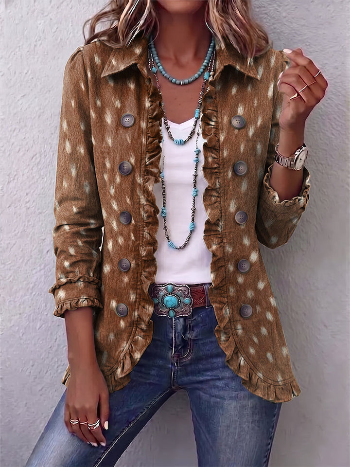 Nolinda | Veste bohème à imprimé animalier et volants