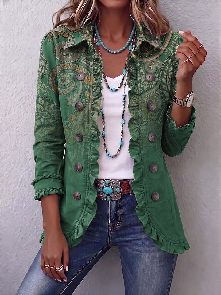 Jemara | Veste bohème à imprimé cachemire et volants