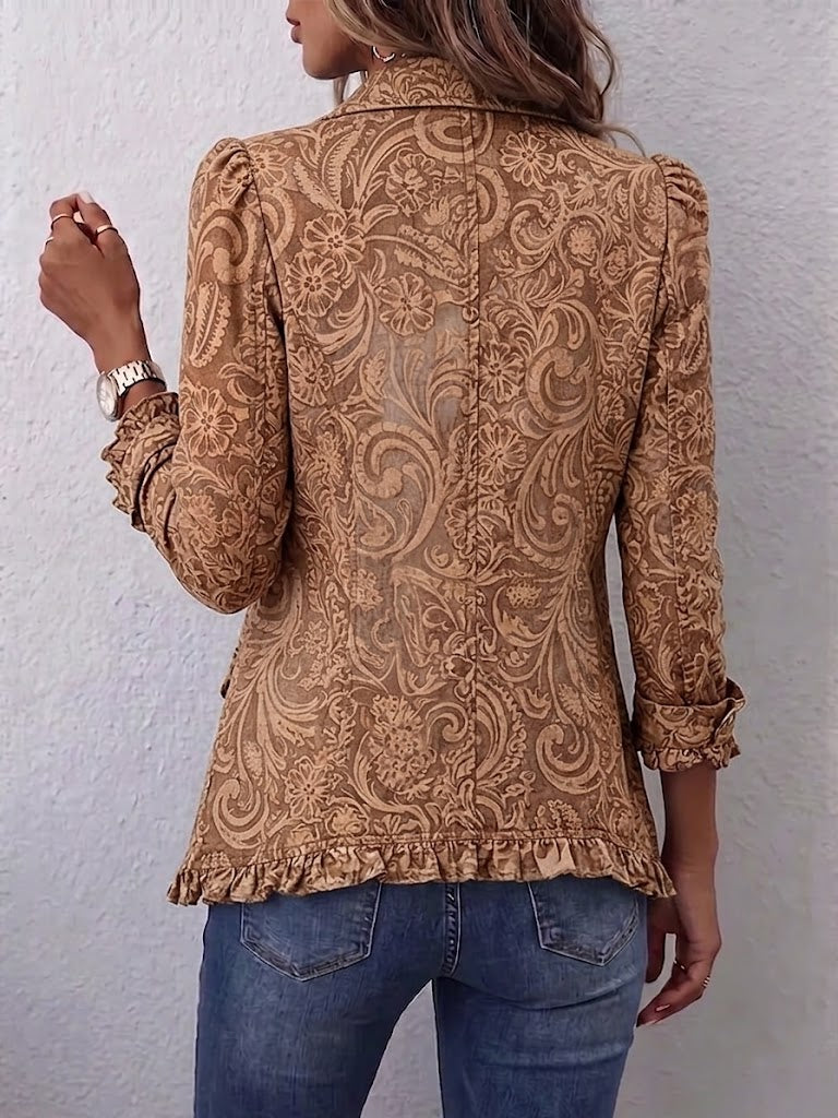 Vyclara | Veste bohème vintage à fleurs et volants