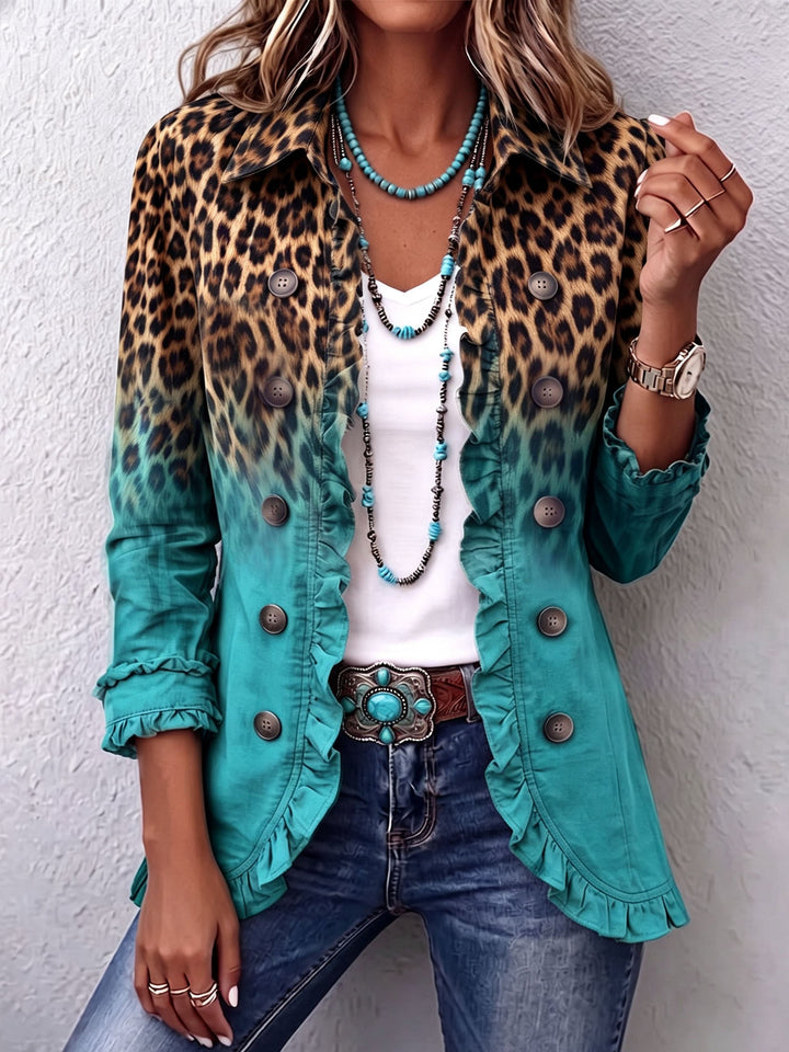 Elspeth | Blazer à volants léopard dégradé