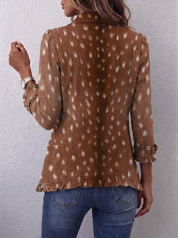 Nolinda | Veste bohème à imprimé animalier et volants