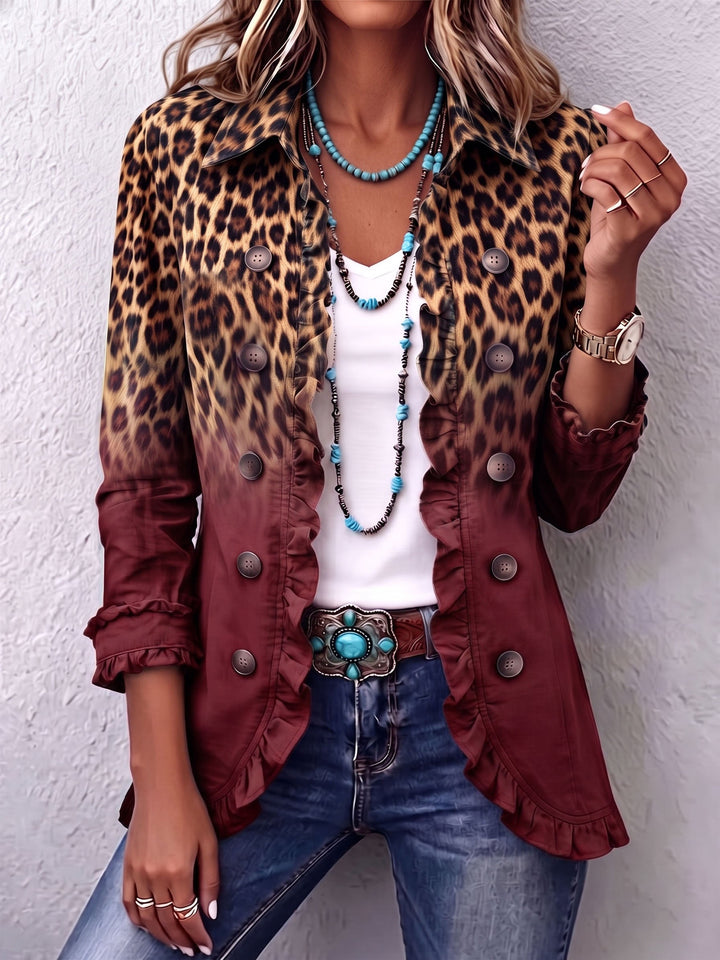 Elspeth | Blazer à volants léopard dégradé