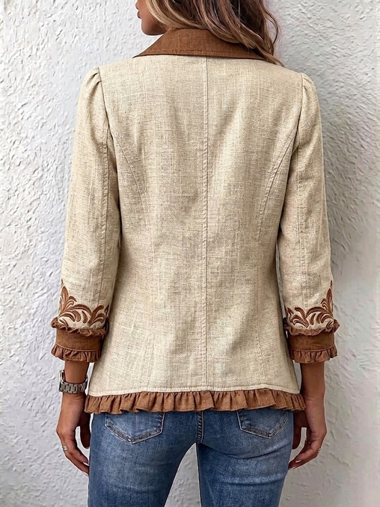 Dawncroft | Veste bohème vintage à fleurs et volants