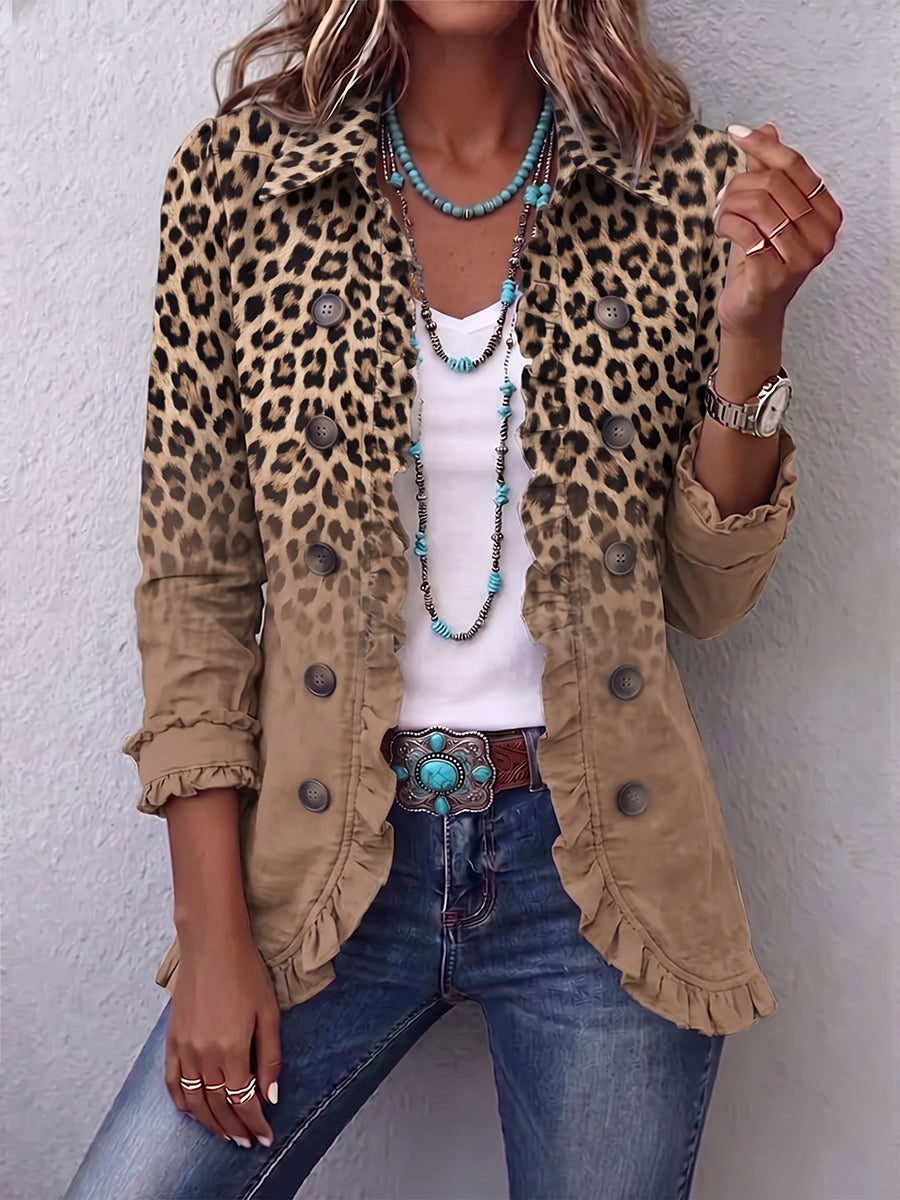 Tawny | Veste à volants léopard dégradé vintage