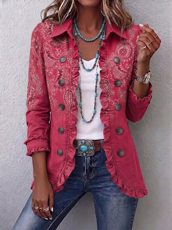 Anouk | Veste vintage à imprimé cachemire et volants
